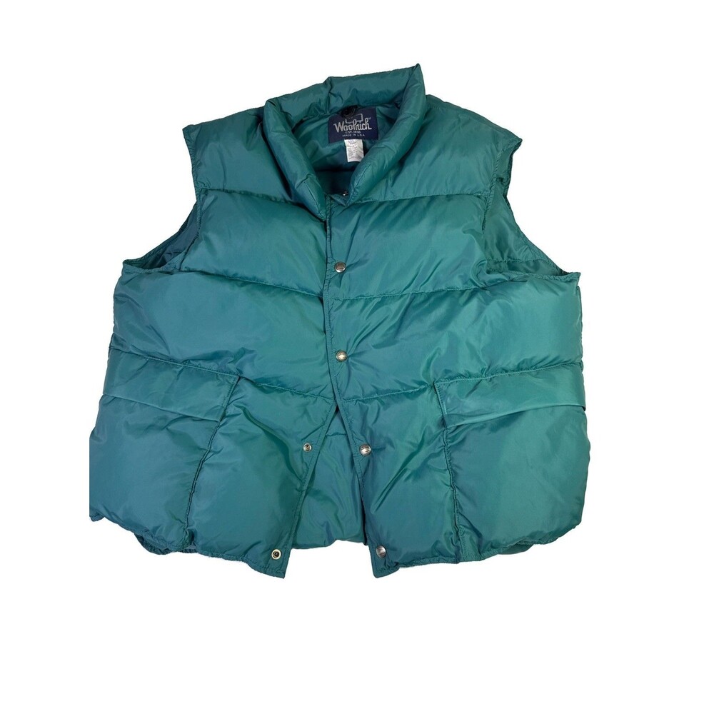 Vintage Woolrich Goose DOWN 80s Fall Winter Hunting HTF Teal Vest Jacket XL